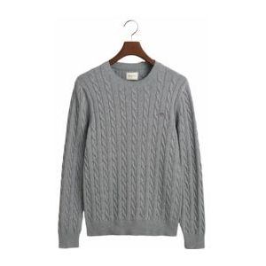 Trui GANT Men Cotton Cable C-Neck Grey Melange-XXXL