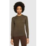 Knowledge Cotton Apparel - Fine Merino Crew Neck - Gebreide Trui - Donker Olijf