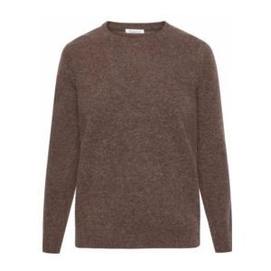 Trui Knowledge Cotton Apparel Women Lambswool Crew Neck Demitasse Brown-M