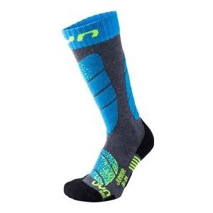 Skisok UYN Junior Medium Grey Melange Turquoise-Schoenmaat 31 - 34