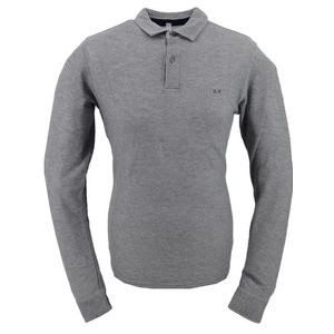 Polo Sun68 Men Bicolor Fabric Elbow L/S Grigio Medio Bianco