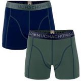 Boxershort Muchachomalo Men Solid Navy Green (2-Delig)-M