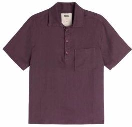 OAS - Girona - Herenoverhemd - Paars - Linnen