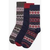 Barbour - Fairisle Sock Gift Box - Cranberry Black Slate Mix - 3 Paar Sokken