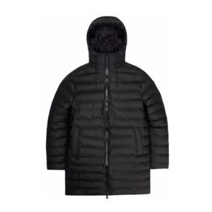 Regenjas RAINS Unisex Lohja Long Puffer Jacket Black-XL