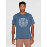 KnowledgeCotton Apparel - T-shirts - Moonlight Blue - T-Shirt - Heavy Single Owl Cross Stitch Print