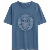 KnowledgeCotton Apparel - T-shirts - Moonlight Blue - T-Shirt - Heavy Single Owl Cross Stitch Print
