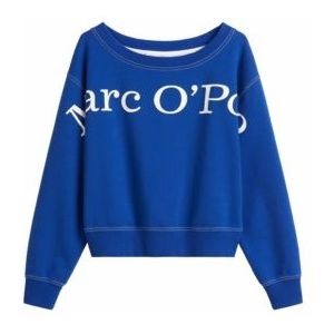 Marc O'Polo Sweatshirt - Shiny Blue - Gecroppte Form - Lange Mouwen