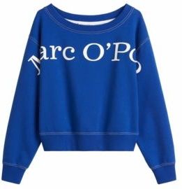Marc O'Polo Sweatshirt - Shiny Blue - Gecroppte Form - Lange Mouwen