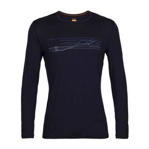 Longsleeve Icebreaker Men 200 Oasis LS Crewe Ski Stripes Midnight Navy-XL