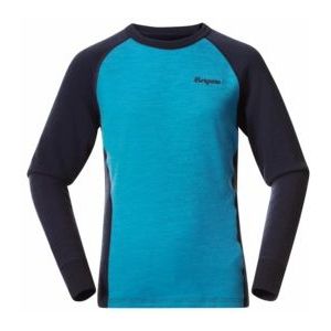 Longsleeve Bergans Kids Inner: Dual Merino Junior Long Sleeve Aqua Lagoon/Navy Blue-Maat 152