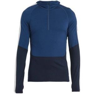 Ondershirt Icebreaker Men Merino 200 Sonebula LS Half Zip Hood Mid Navy Royal Navy Snow-M