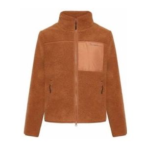 Vest Knowledge Cotton Apparel Women Teddy High Neck Zip Jacket Mocha Bisque-S