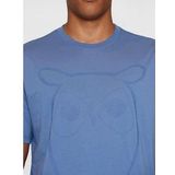 T-Shirt KnowledgeCotton Apparel Men Regular Big Owl Front Print Moonlight Blue