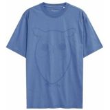 T-Shirt KnowledgeCotton Apparel Men Regular Big Owl Front Print Moonlight Blue