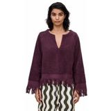 OAS - Tillie Terry Top - Blouse - Bordeauxrood - Zware Jacquard Geweven Badstof