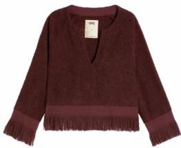 OAS - Tillie Terry Top - Blouse - Bordeauxrood - Zware Jacquard Geweven Badstof