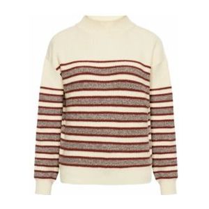 Knowledge Cotton Apparel - RWS - Gebreide Trui - Bruine Streep - 100% Lamswol