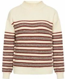 Knowledge Cotton Apparel - RWS - Gebreide Trui - Bruine Streep - 100% Lamswol