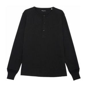 Long Sleeve KnowledgeCotton Apparel Men Bo Henley Black Jet-M