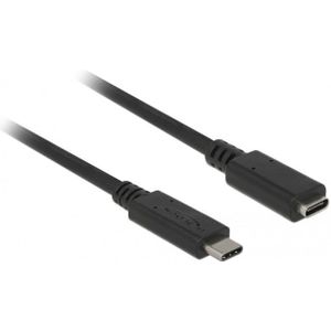 Premium USB-C naar USB-C verlengkabel - USB3.2 (tot 10 Gbit/s) - PD tot 20V/3A - video tot 4K 60Hz / zwart - 0,50 meter