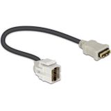 Keystone module HDMI (v) - HDMI (v) 250° haaks met korte kabel - versie 1.4 (4K 30Hz) / wit - 0,30 meter