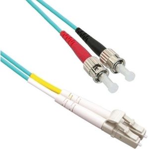 LC - ST Duplex Optical Fiber Patch kabel - Multi Mode OM3 - turquoise / LSZH - 45 meter