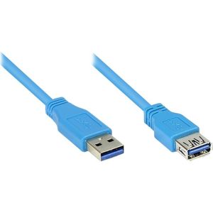 USB naar USB verlengkabel - USB3.0 - tot 0,9A / blauw - 1 meter