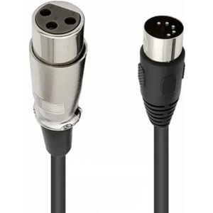 DIN 5-pins (m) - XLR (v) kabel / zwart - 1,5 meter