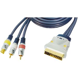 Premium S-VHS en Tulp 2x RCA (m) - Scart (m) IN / OUT kabel - 5 meter