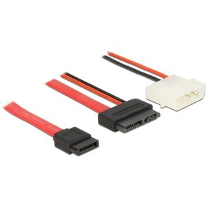 Slim SATA (v) - SATA data (v) + Molex voeding (m) kabel / SATA600 - 6 Gbit/s - 0,15 meter