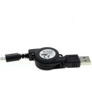 USB Micro B naar USB-A uittrekbare kabel - USB2.0 - tot 1A / zwart - 0,80 meter