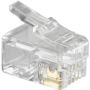 RJ10 krimp connectoren (4P4C) voor platte telefoonkabel - 10 stuks / transparant