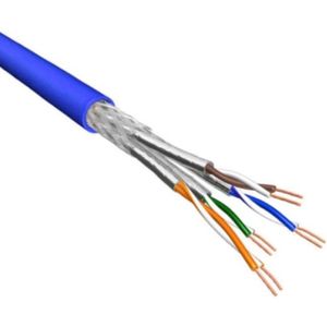 S/FTP CAT6a 10 Gigabit netwerkkabel met flexibele aders - AWG26 - LSZH / blauw - 500 meter