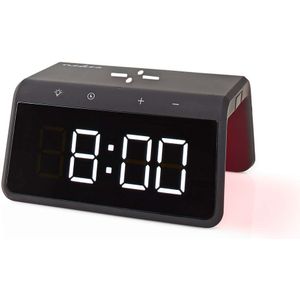 Digitale Wekker met Draadloze Qi Snellader - 15W - Met Nachtlamp - Snoozefunctie - Zwart