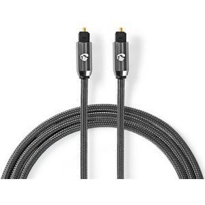 Optische Audiokabel - TosLink Male - TosLink Male - 2.00 M - Rond - Katoen - Gun Metal Grijs