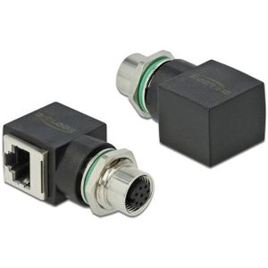 M12 8-pins A-gecodeerd (v) - RJ45 (v) industriële netwerkadapter - CAT6a / TPU