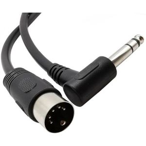DIN 5-pins - 6,35mm Jack haaks audiokabel / zwart - 1,5 meter
