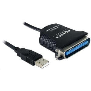 Delock - USB naar Centronics Kabel - Zwart - tot 1 meter