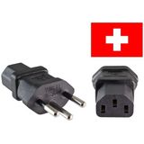 Stroom adapter C13 (v) - Zwitserse (type J) stekker (m) / zwart