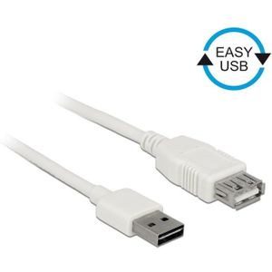 Easy-USB-A naar USB-A verlengkabel - USB2.0 - tot 2A / wit - 3 meter