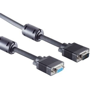 Premium VGA monitor verlengkabel met ferriet kernen - CCS aders / zwart - 3 meter