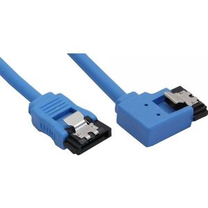 SATA datakabel - recht / haaks naar links - rond - SATA600 - 6 Gbit/s / blauw - 0,15 meter
