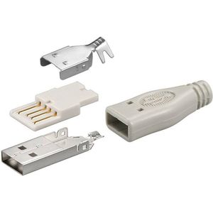 USB-A (m) soldeerbare connector - USB2.0 / beige