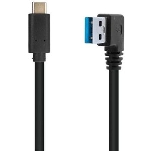 USB-C naar USB-A haaks (links) kabel - USB3.0 - tot 0,9A / zwart - 1 meter