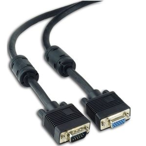 Premium VGA monitor verlengkabel met ferriet kernen - CU koper aders / zwart - 15 meter