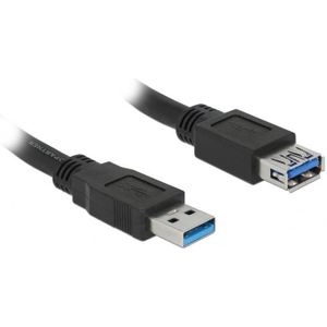 USB naar USB verlengkabel - USB3.0 - tot 2A / zwart - 0,50 meter