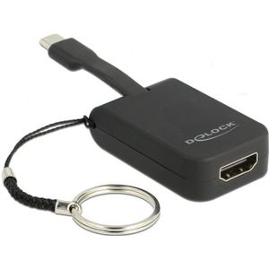 Premium USB-C naar HDMI adapter sleutelhanger met DP Alt Mode (4K 30 Hz) / zwart - 0,05 meter