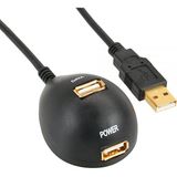 Premium USB naar 2x USB docking kabel - USB2.0 - tot 1A / zwart - 3 meter