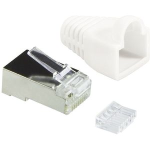 RJ45 krimp connectoren (STP) voor CAT6 netwerkkabel (flexibel) - 100 stuks (3-delig) / wit